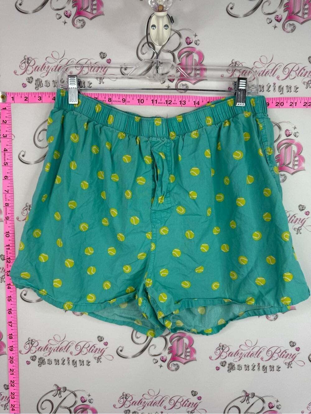 Old Navy shorts tennis balls Teal Shorts with Yellow Tennis Ball Print